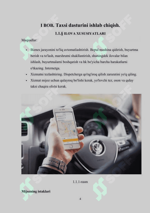 TAXSI XIZMATI VA AXBOROT TIZIMI MOBIL ILOVASINI ISHLAB CHIQISH 4