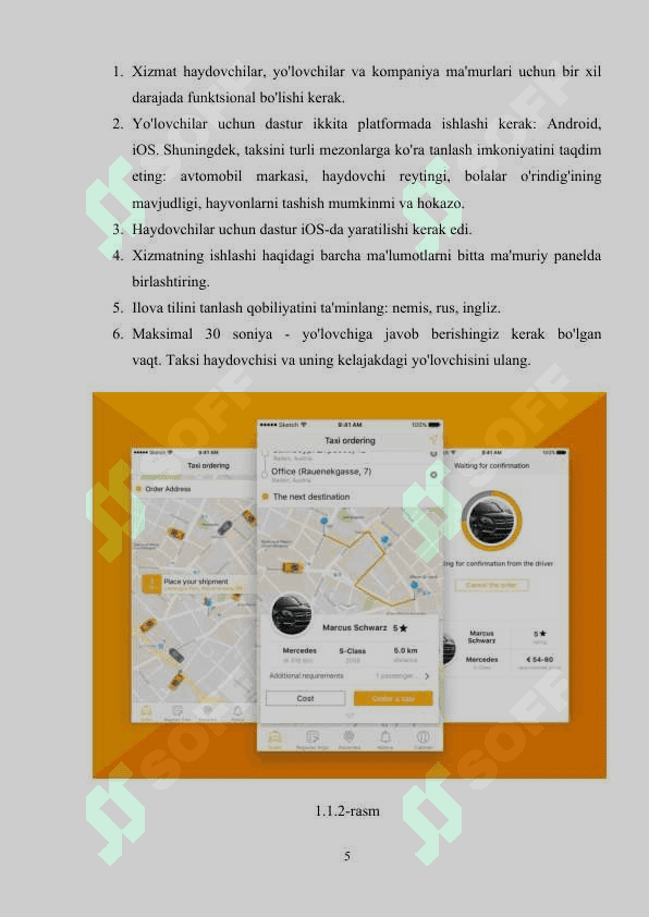 TAXSI XIZMATI VA AXBOROT TIZIMI MOBIL ILOVASINI ISHLAB CHIQISH 5