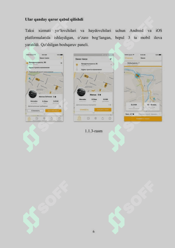 TAXSI XIZMATI VA AXBOROT TIZIMI MOBIL ILOVASINI ISHLAB CHIQISH 6