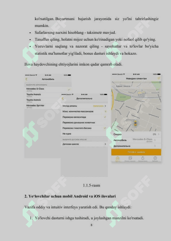 TAXSI XIZMATI VA AXBOROT TIZIMI MOBIL ILOVASINI ISHLAB CHIQISH 8