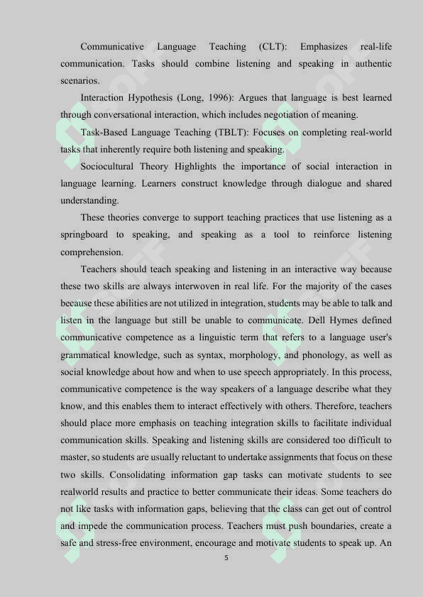 STRATEGIES FOR INTEGRATING LISTENING AND SPEAKING SKILLS 5