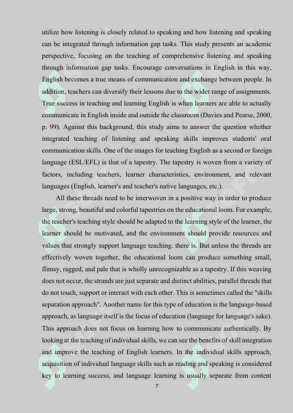 STRATEGIES FOR INTEGRATING LISTENING AND SPEAKING SKILLS 7