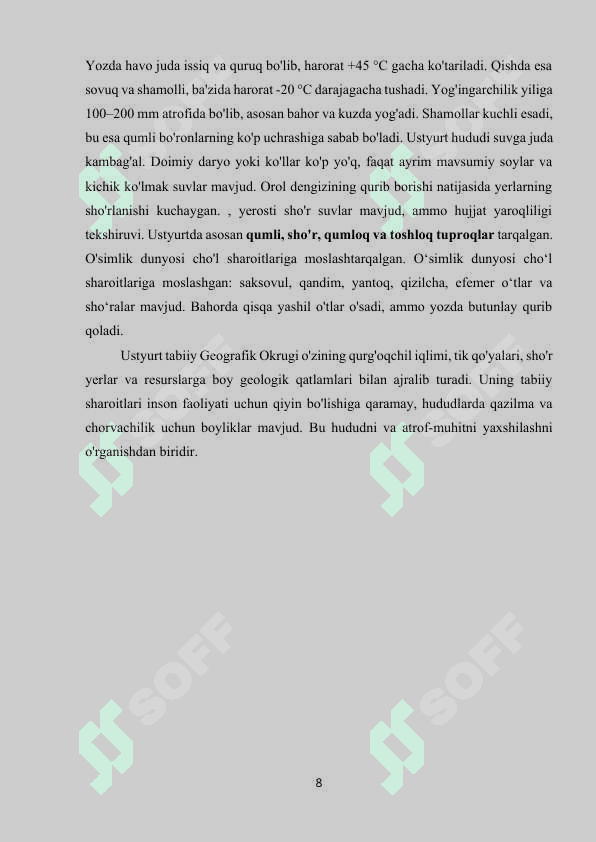 USTYURT TABIIY GEOGRAFIK OKRUGI 8