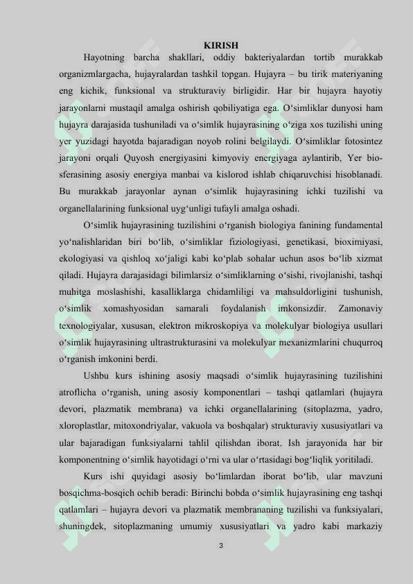 Oʻsimlik hujayrasining tuzilishi. 3