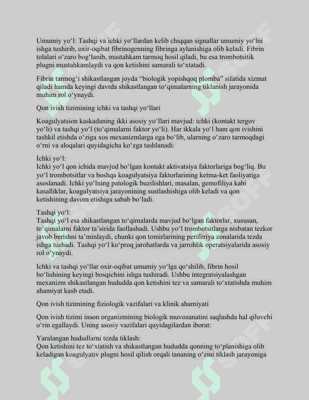 Qon ivish tizimini, trombotsitlar yopishqoqligi va fibrinolizni boshqarishdaqo‘llanadigan vositalar 3