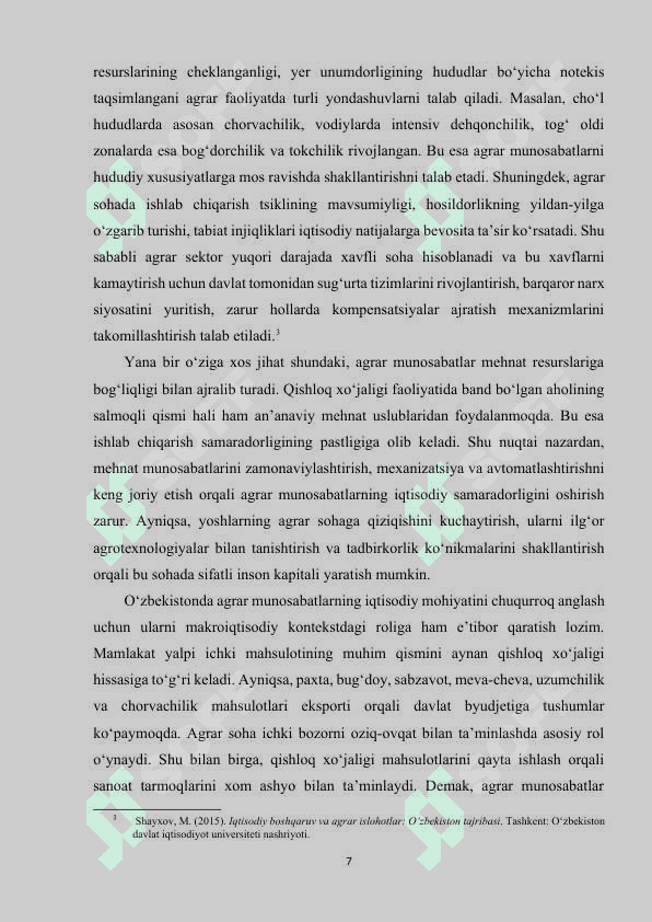 O‘zbekistonda agrar munosabatlarni davlat tomonidan tartibga solish mexanizmini takomillashtirish. 7