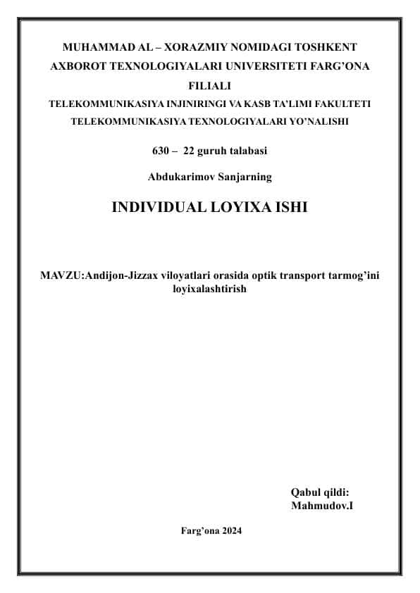 Loyiha ishi(Oliy ta'lim) 1
