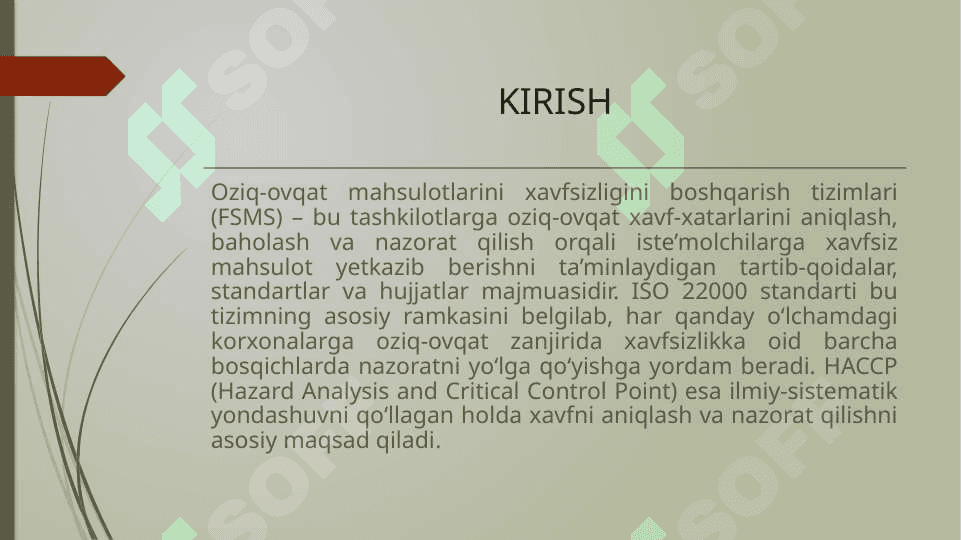 Oziq-ovqat mahsulotlarini xavfsizligini boshqarish tizimlari 3