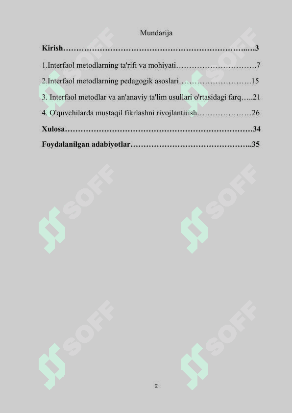 Interfaol metodlar vositasida o'quvchilarni mustaqil fikrlashga o'rgatish 2