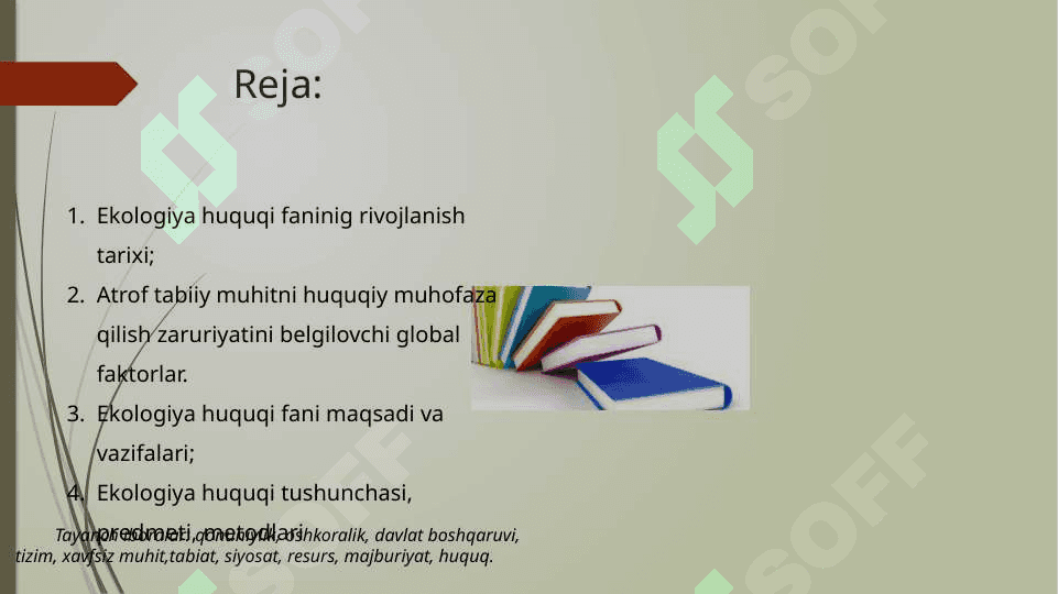 Ekologiya huquqi fani maqsadi va vazifalari 2