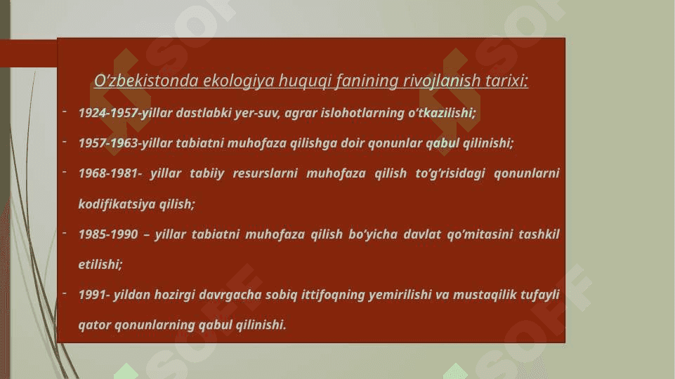 Ekologiya huquqi fani maqsadi va vazifalari 4