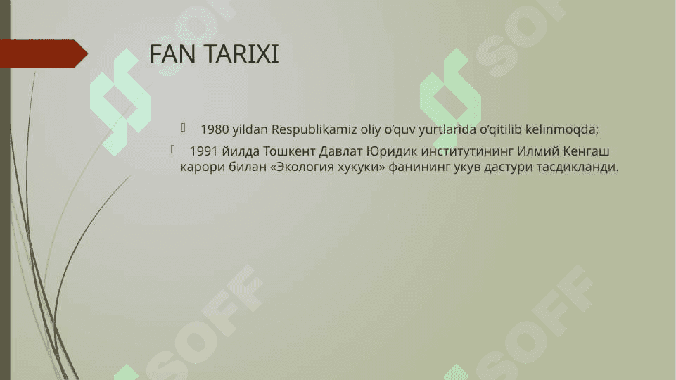 Ekologiya huquqi fani maqsadi va vazifalari 6
