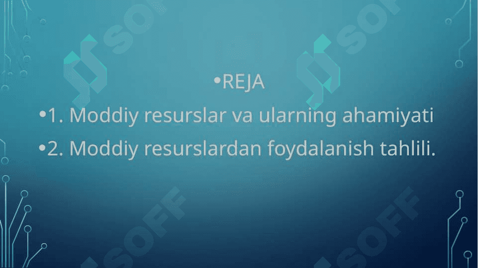 MODDIY RESURSLAR BILAN TA’MINLANGANLIK VA ULARDAN FOYDALANISH TAHLILI 2