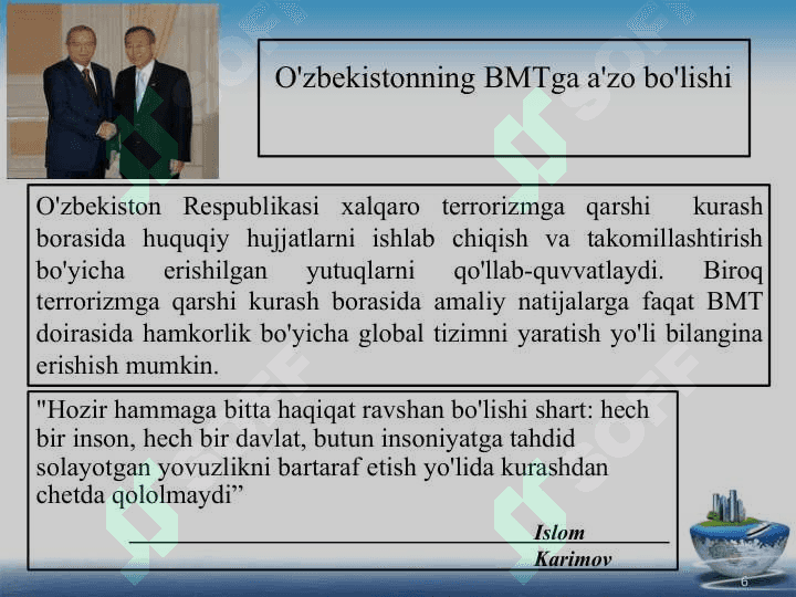 O’zbekistonning jahon iqtisodiyotiga integratsiyalashuvi va tashqi iqtisodiy faoliyati 6