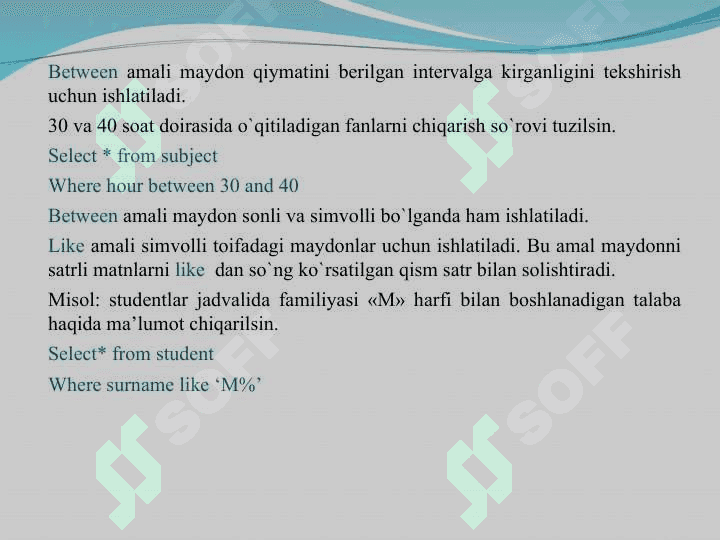Ma’lumotlar ma’lumotlarni manipulyatsiya qilish. Oddiy so’rovlar yaratish 4