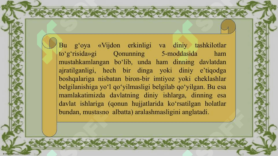 Oʻzbekistonda davlatning din va diniy tashkilotlar bilan munosabati 7