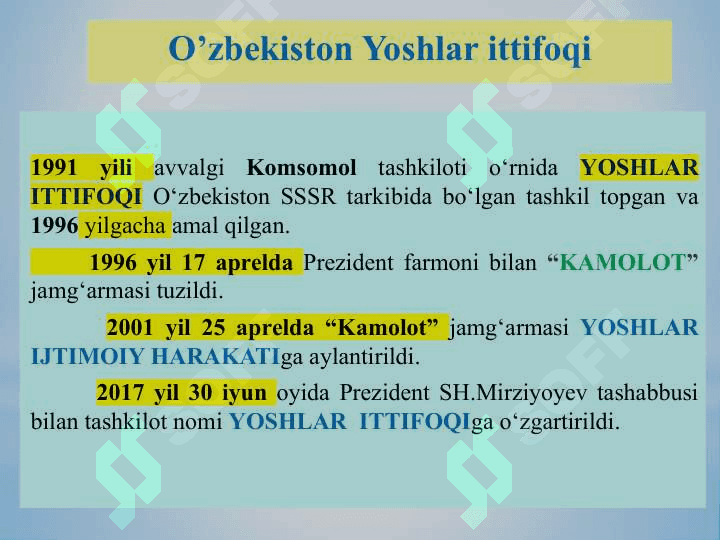 O‘ZBEKISTONDA TA’LIM VA ILM FANNING RIVOJLANISHI, YOSHLARGA OID DAVLAT SIYOSATI HAMDA JISMONIY TARBIYA VA SPORT 2
