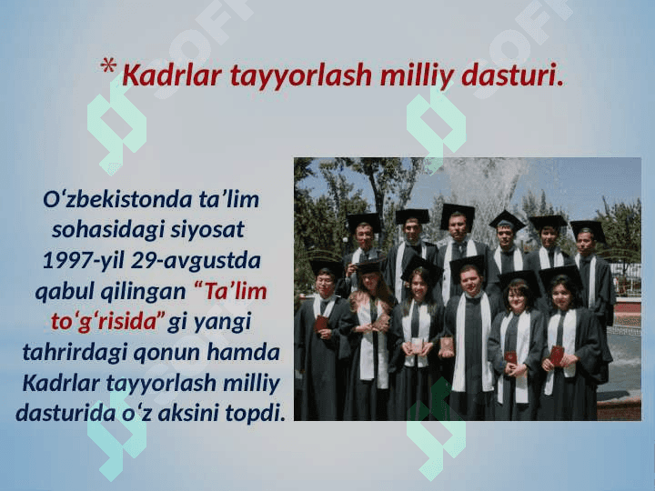 O‘ZBEKISTONDA TA’LIM VA ILM FANNING RIVOJLANISHI, YOSHLARGA OID DAVLAT SIYOSATI HAMDA JISMONIY TARBIYA VA SPORT 5