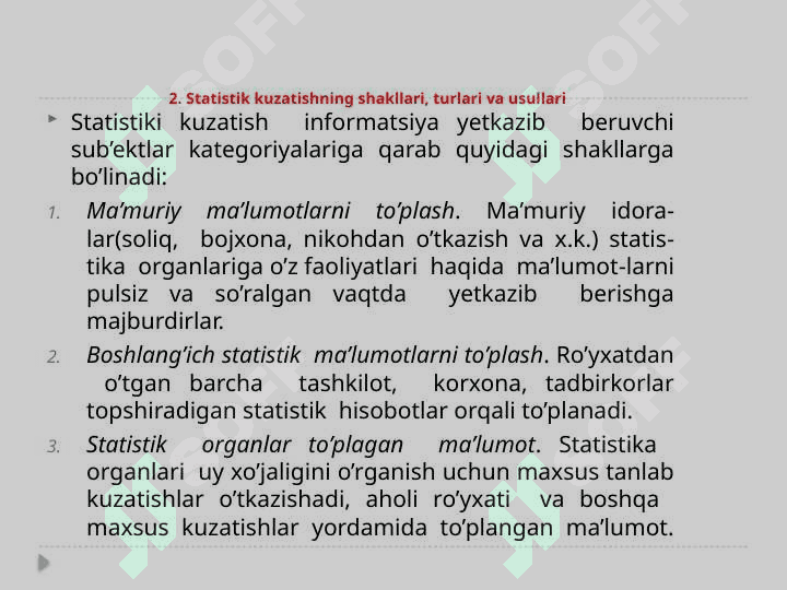 Statistik ma’lumotlarni to‘plash nazariyasi va amaliyoti 7