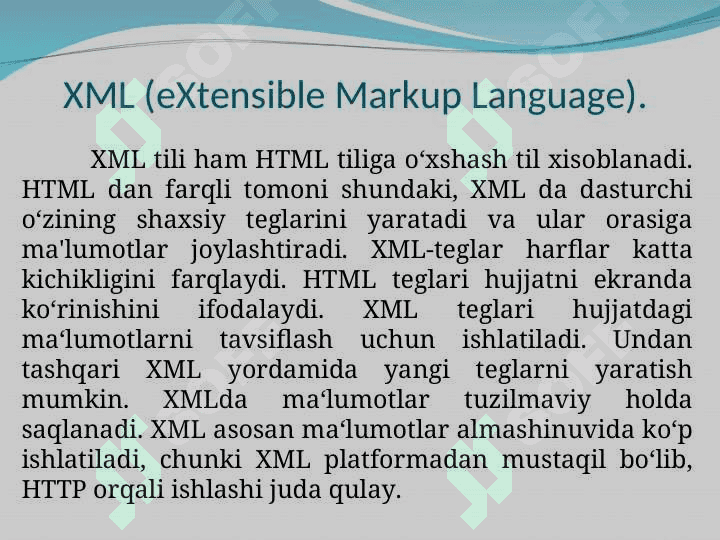 XML va ma`lumotlar bazasi 2