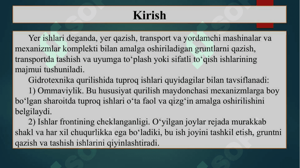 Bir cho’michli draglayn ekskovatorlarni qo’llab yer ishlarini mexanizatsiyalash xususiyatlari 2