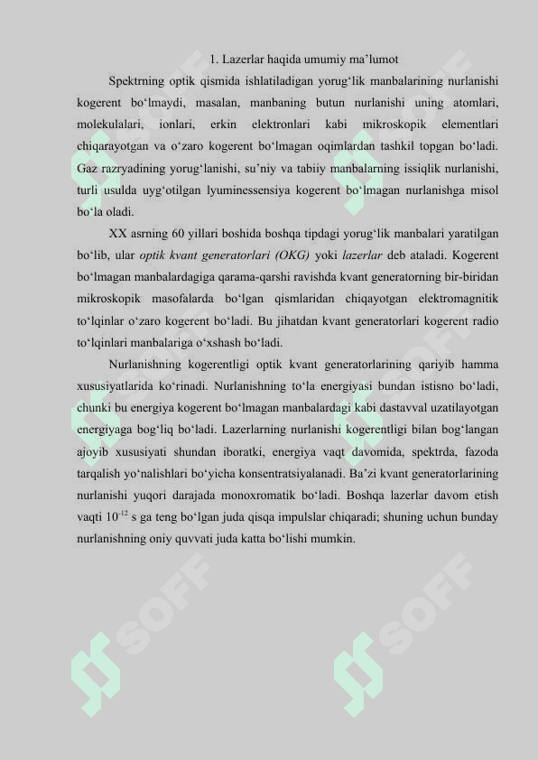 LAZERLAR HAQIDA TUSHUNCHA 2