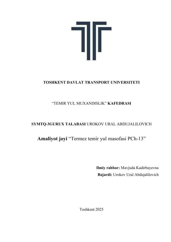 Termez temir yul masofasi PCh-13 1