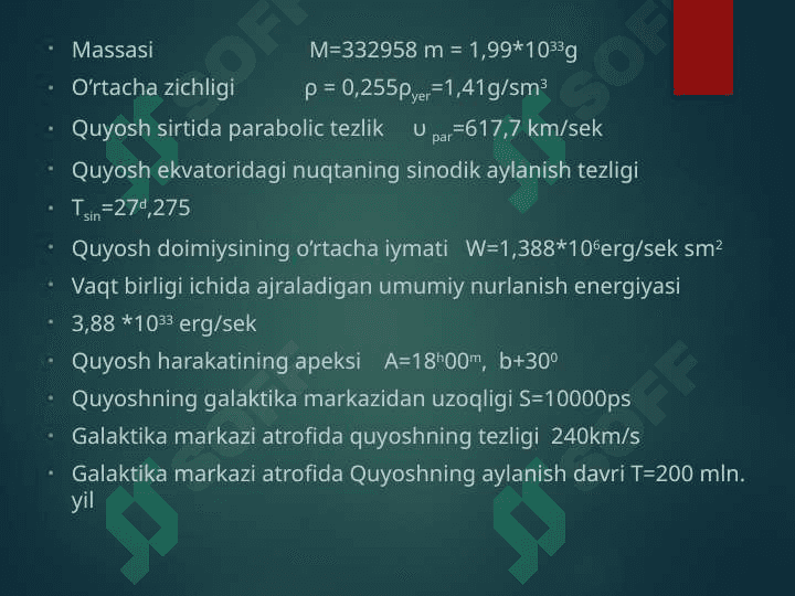 Quyosh. Fotosfera. Granulyatsiya. Quyosh spektri va temperaturasi, dog’lari va uning davriyligi 4