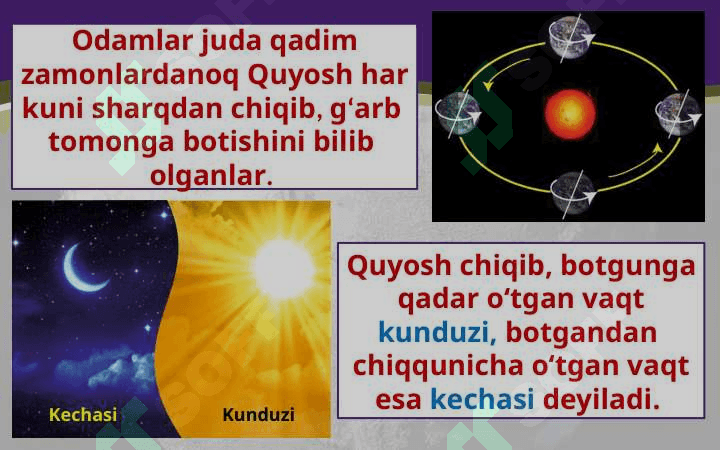 Yerning o’z o’qi atrofida aylanishi va kattaligi 2