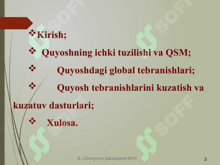 Quyoshning global tebranishlarini o’rganish 2