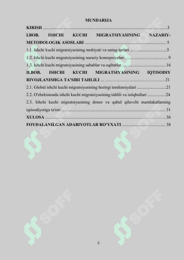 Ishchi kuchi migratsiyasining iqtisodiy o’sishga ta'siri. 2