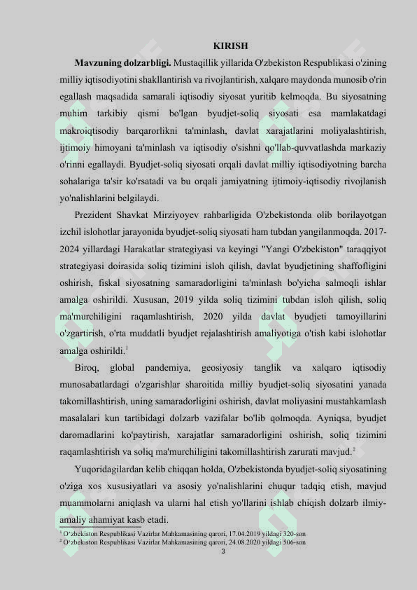 Oʻzbekistonda byudjet-soliq siyosatining oʻziga xos xususiyatlari va asosiy yoʻnalishlari 3
