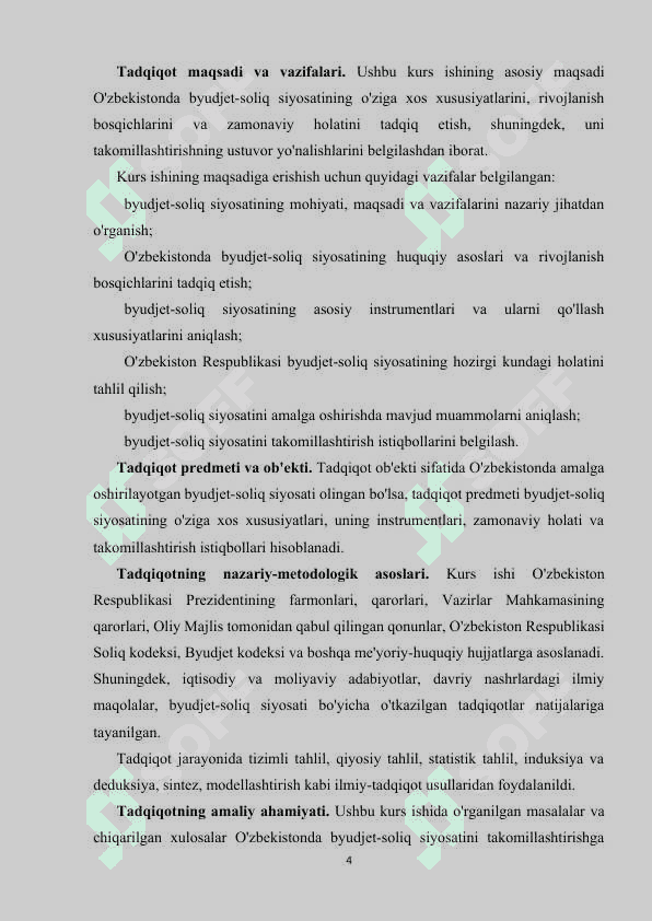 Oʻzbekistonda byudjet-soliq siyosatining oʻziga xos xususiyatlari va asosiy yoʻnalishlari 4