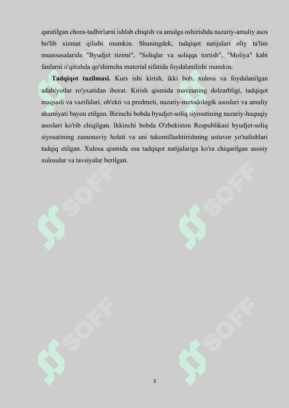 Oʻzbekistonda byudjet-soliq siyosatining oʻziga xos xususiyatlari va asosiy yoʻnalishlari 5