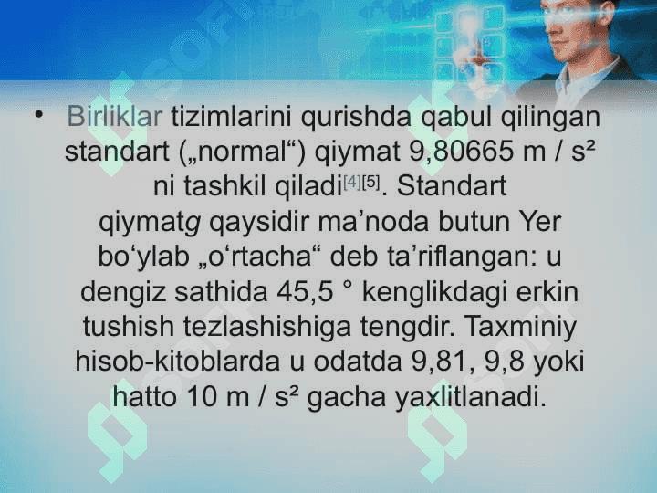 Erkin tushishning tezlashishi 5