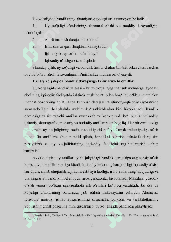 Uy xo‘jaligida bandlikni ta'minlashning iqtisodiyot mexanizmini takomillashtirish. 8