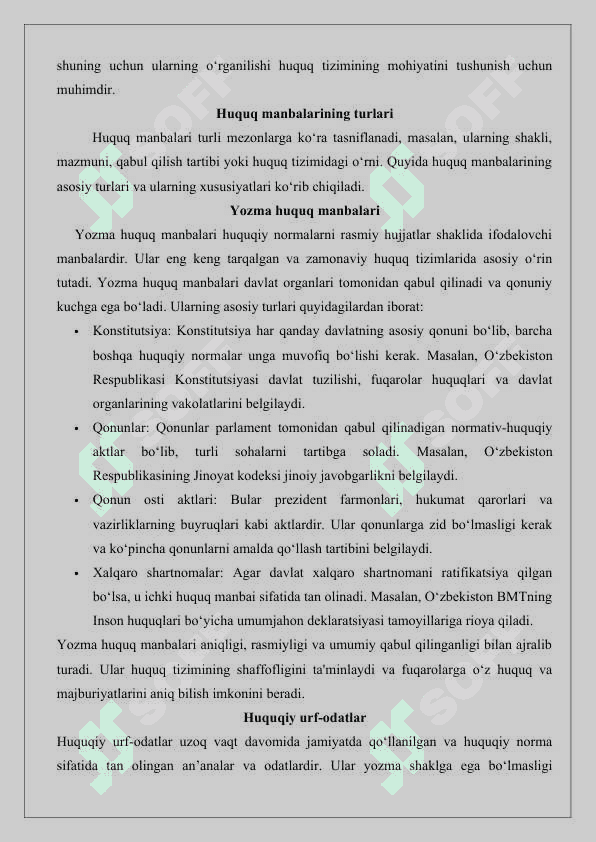 O‘zbekiston Respublikasida huquqning asosiy manbalari 25 4