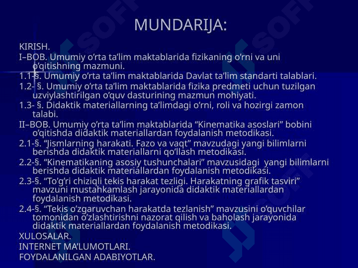 Kinematika asoslari” 2