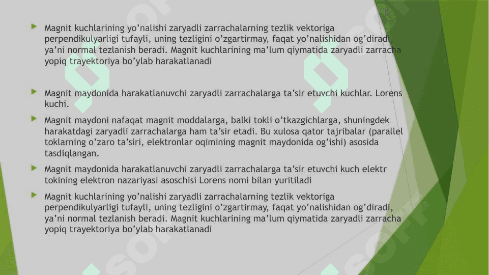 Magnit maydon va uning zaryadli zarrachalarga ta’siri 4
