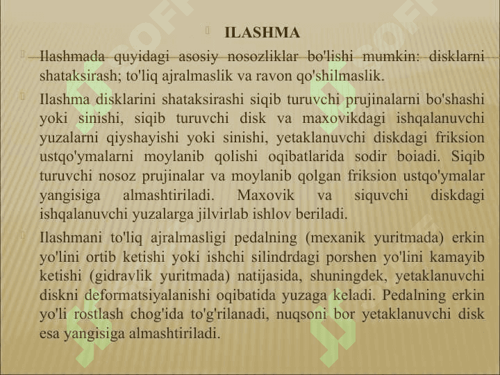 Transmissiya agregatlari mehanizimlari detallarini ta’mirlash 5