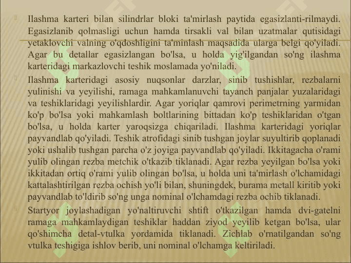 Transmissiya agregatlari mehanizimlari detallarini ta’mirlash 7