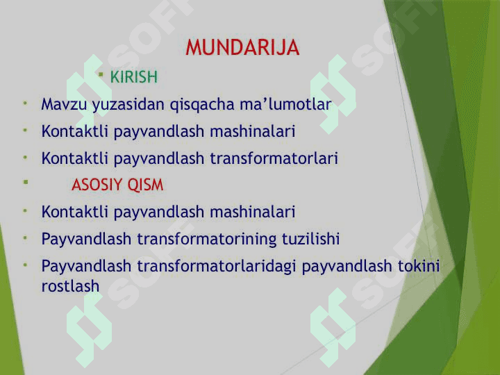 KONTAKTLI PAYVANDLASH MASHINALARINING PAYVANDLASH  TRANSFORMATORLARI ” 2