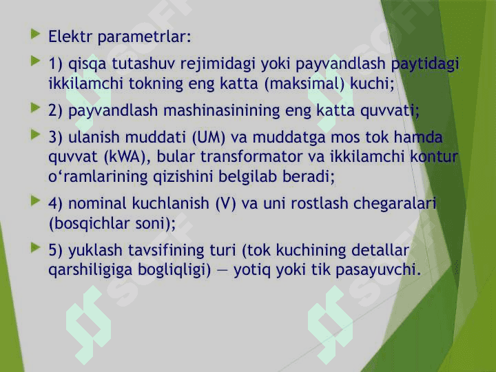 KONTAKTLI PAYVANDLASH MASHINALARINING PAYVANDLASH  TRANSFORMATORLARI ” 5