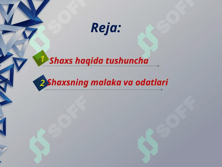 Shaxsning malaka va odatlari 2