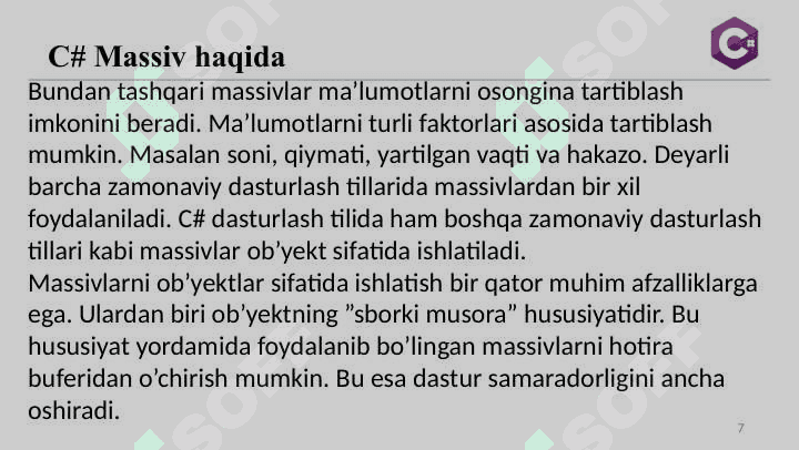 Massiv elementlarini saralash algoritmlari, qidiruv algoritmlari 7