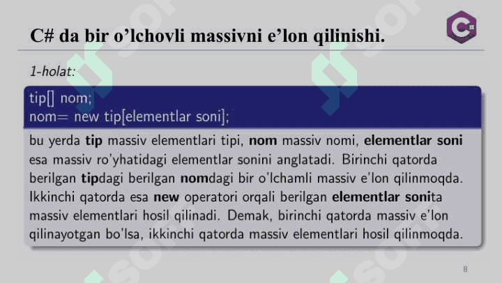 Massiv elementlarini saralash algoritmlari, qidiruv algoritmlari 8