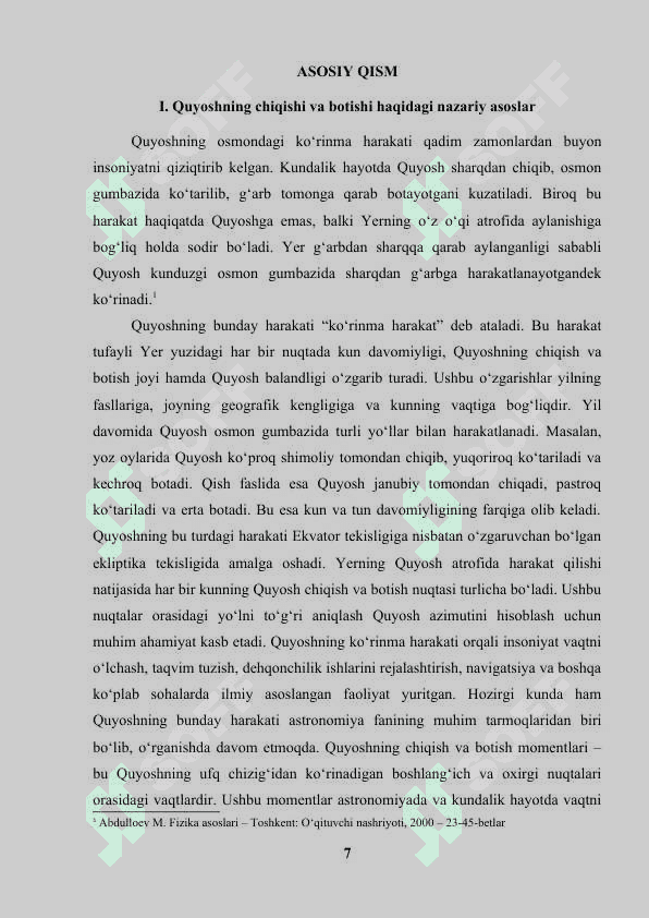 Quyoshning chiqish va botish momentidagi azimutini hisoblash 7