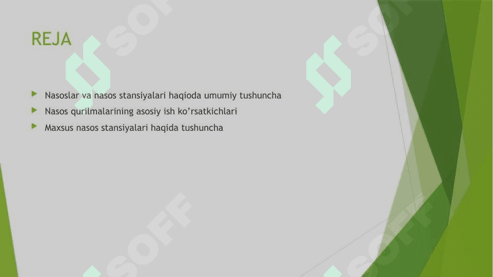 MAXSUS NASOS STANSIYALARI VA  SOHALAR BO’YICHA QO’LLANILISHI 2