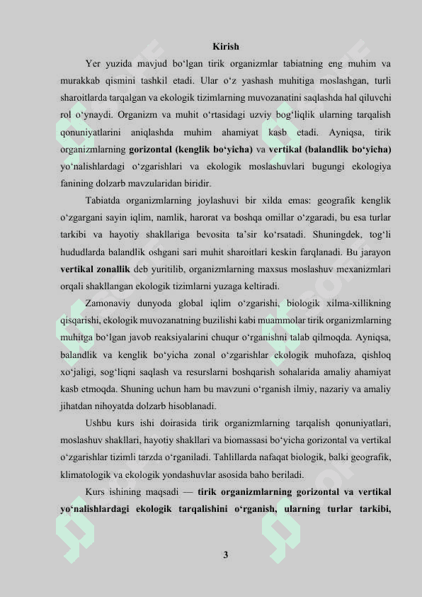Tirik organizimning girizontal va vertikal yo'nalishida o'zgarishi 3