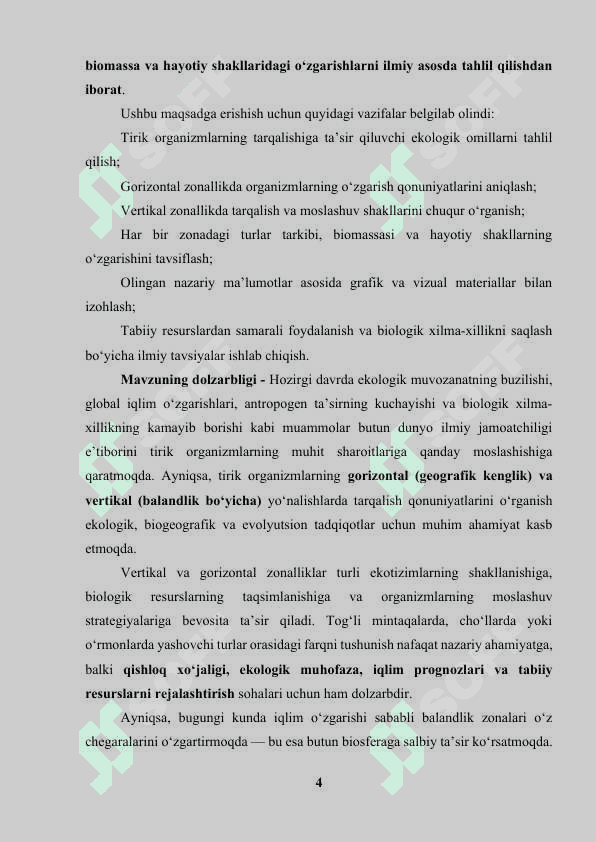 Tirik organizimning girizontal va vertikal yo'nalishida o'zgarishi 4